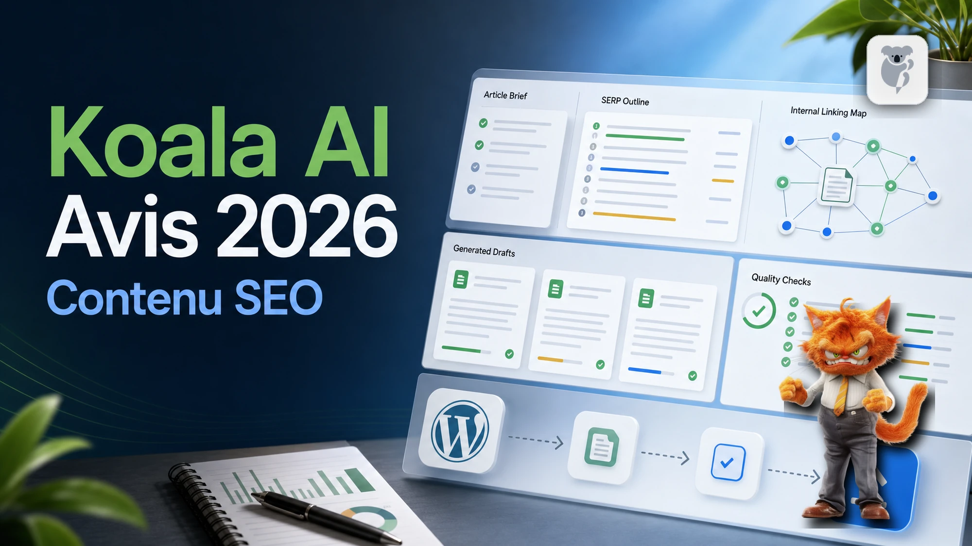 Illustration de l'article Koala AI : avis, prix, code promo WELCOME2026 et intérêt réel pour le contenu SEO