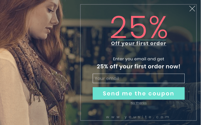 Exemple de popup lightbox utilisable avec Poptin pour présenter une offre de capture e-mail.